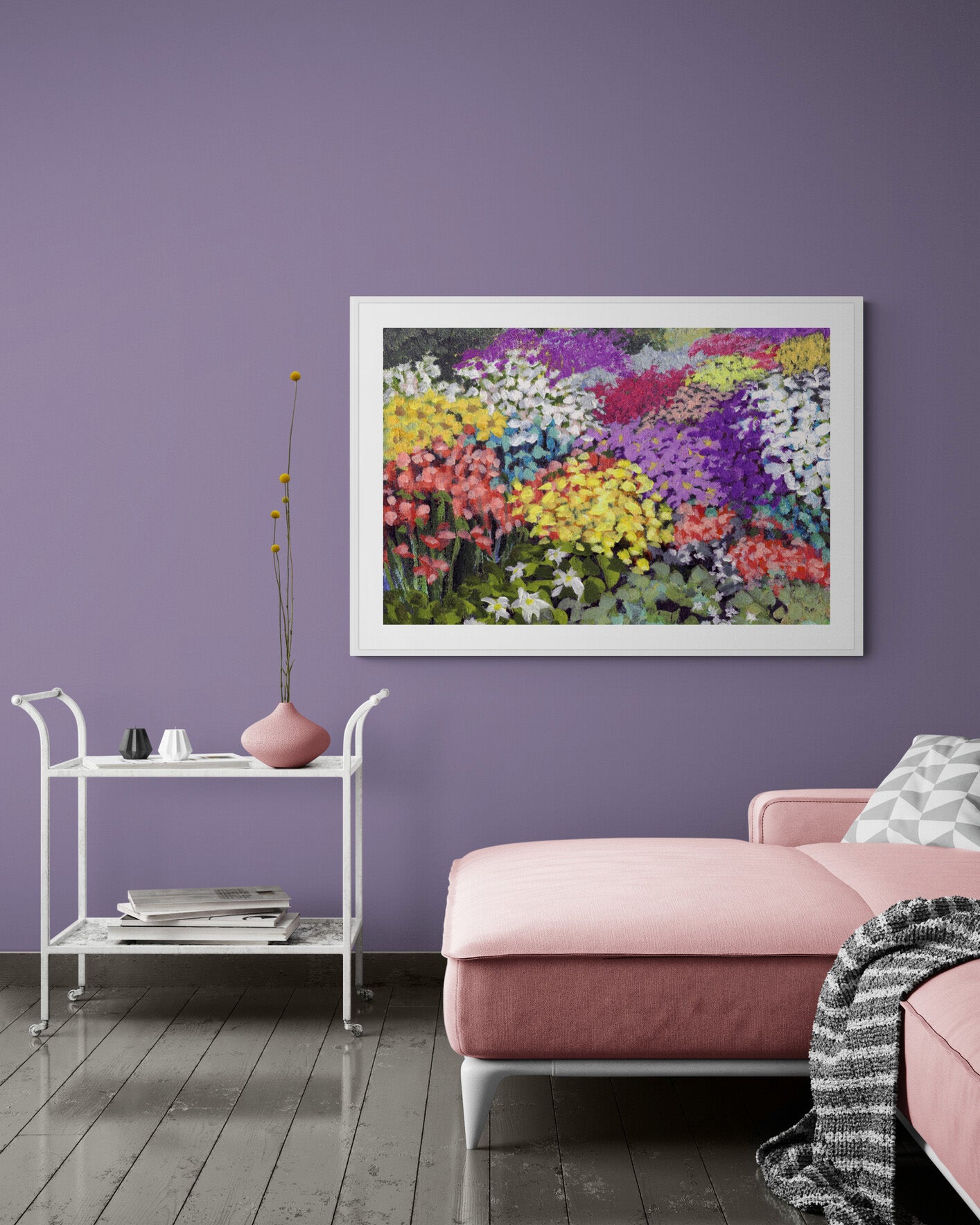 Floral Garden #1381 Framed Fine Art Print - Horizontal 2-Inch Premium Gallery Matting