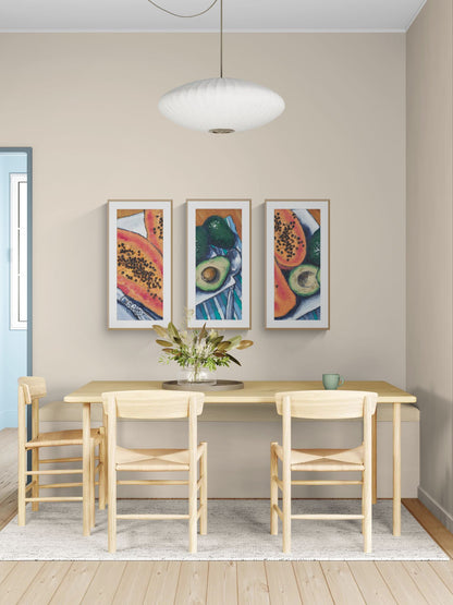 Papaya & Avocados #2105-002 Framed Fine Art Print - Vertical 2-Inch Premium Gallery Matting - Panoramic Layout