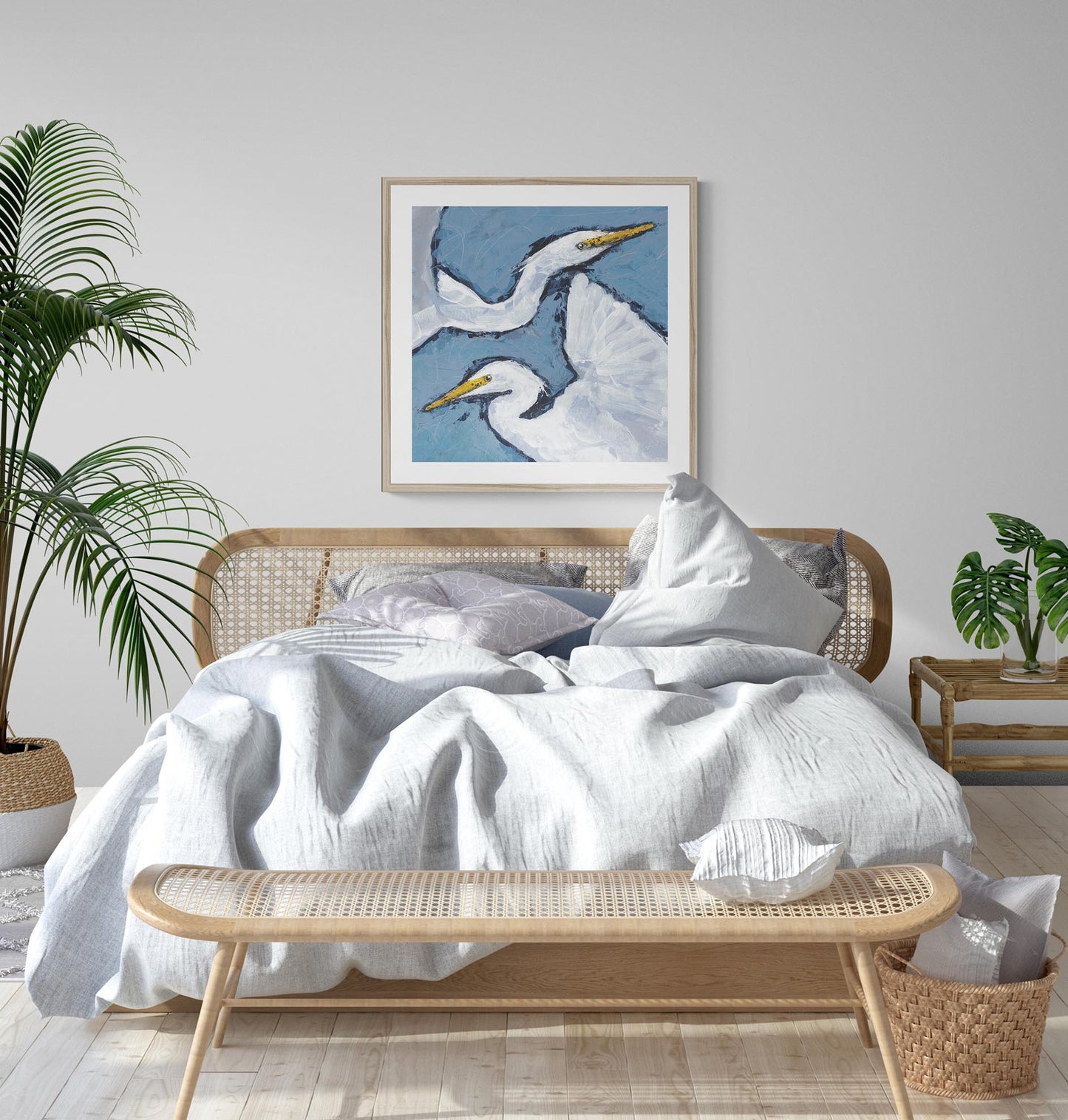 Heron Pair #1020-002 Framed Fine Art Print - Heron Pair Design, Square 2-Inch Premium Gallery Matting