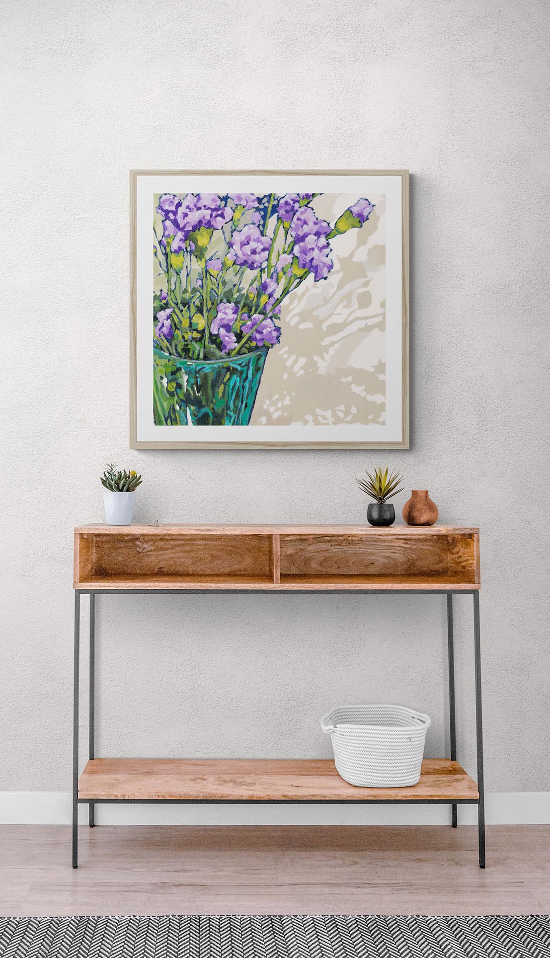 Mauve Carnations #1070 Framed Fine Art Print - Carnations Design, Square 2-Inch Premium Gallery Matting