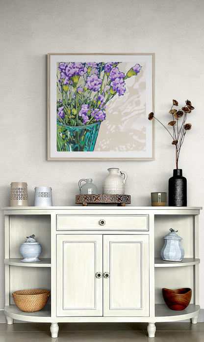 Mauve Carnations #1070 Framed Fine Art Print - Carnations Design, Square 2-Inch Premium Gallery Matting