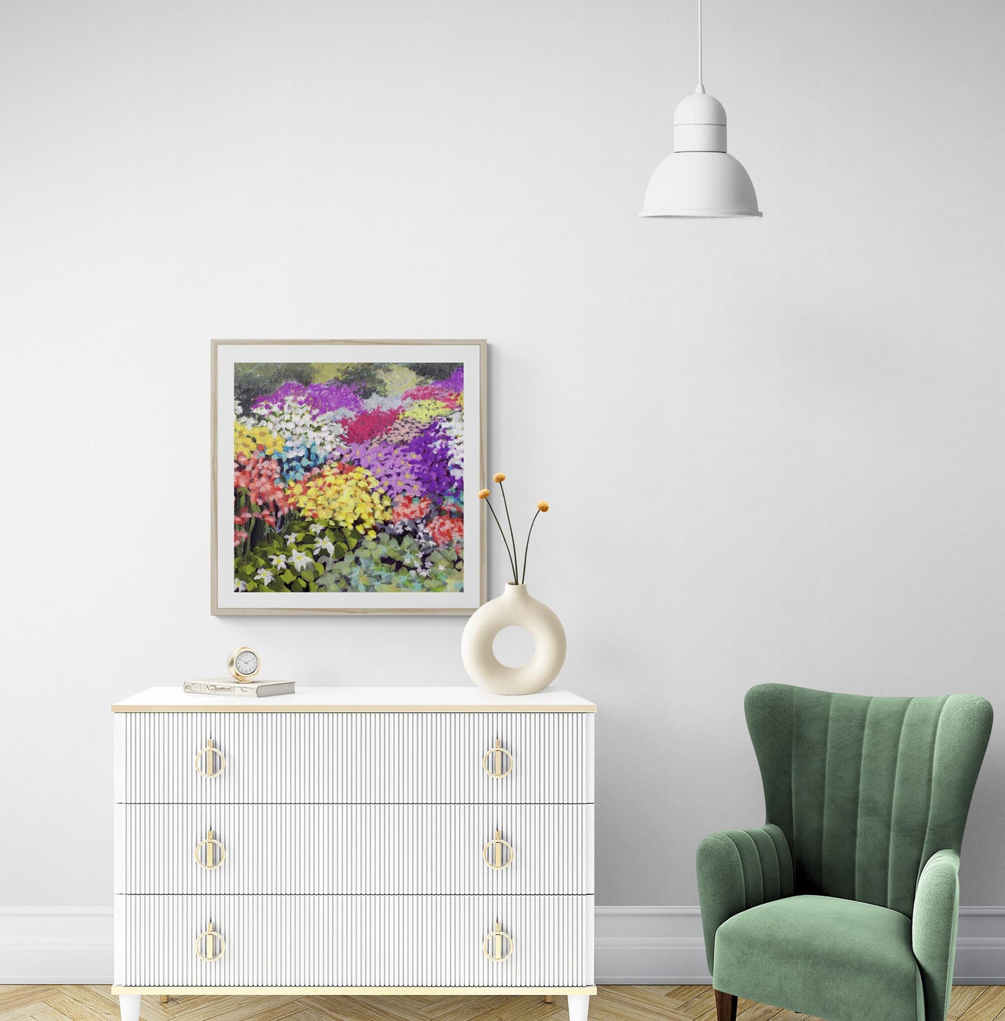 Floral Garden #1381 Framed Fine Art Print - Square 2-Inch Premium Gallery Matting