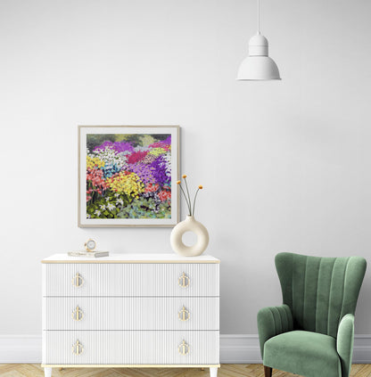 Floral Garden #1381 Framed Fine Art Print - Square 2-Inch Premium Gallery Matting