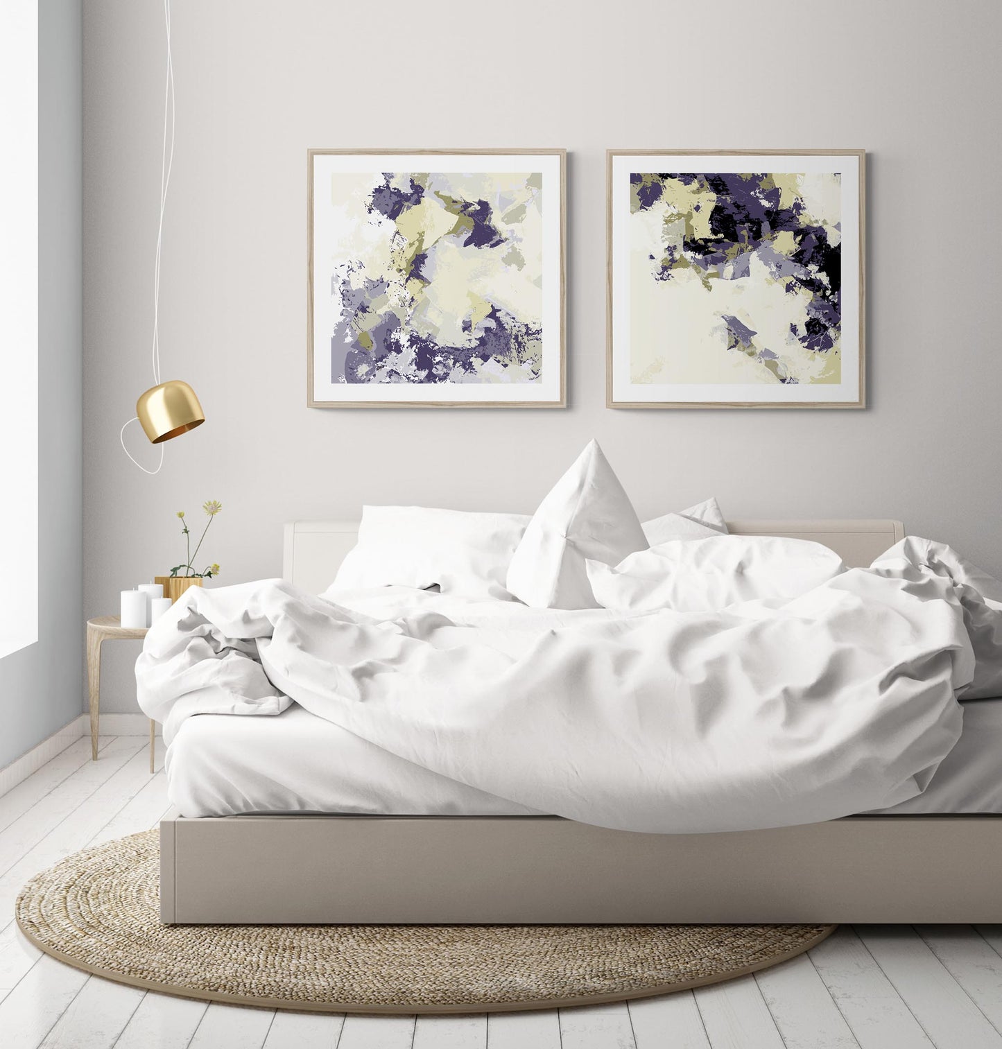 Concord Wine #1261-7693 Abstract Graphic Art Print - Saturated Purple & Midnight Charcoal Design, Square 2-Inch Premium Gallery Matting
