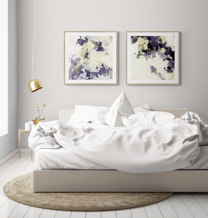 Concord Wine #1261-7693 Abstract Graphic Art Print - Saturated Purple & Midnight Charcoal Design, Square 2-Inch Premium Gallery Matting