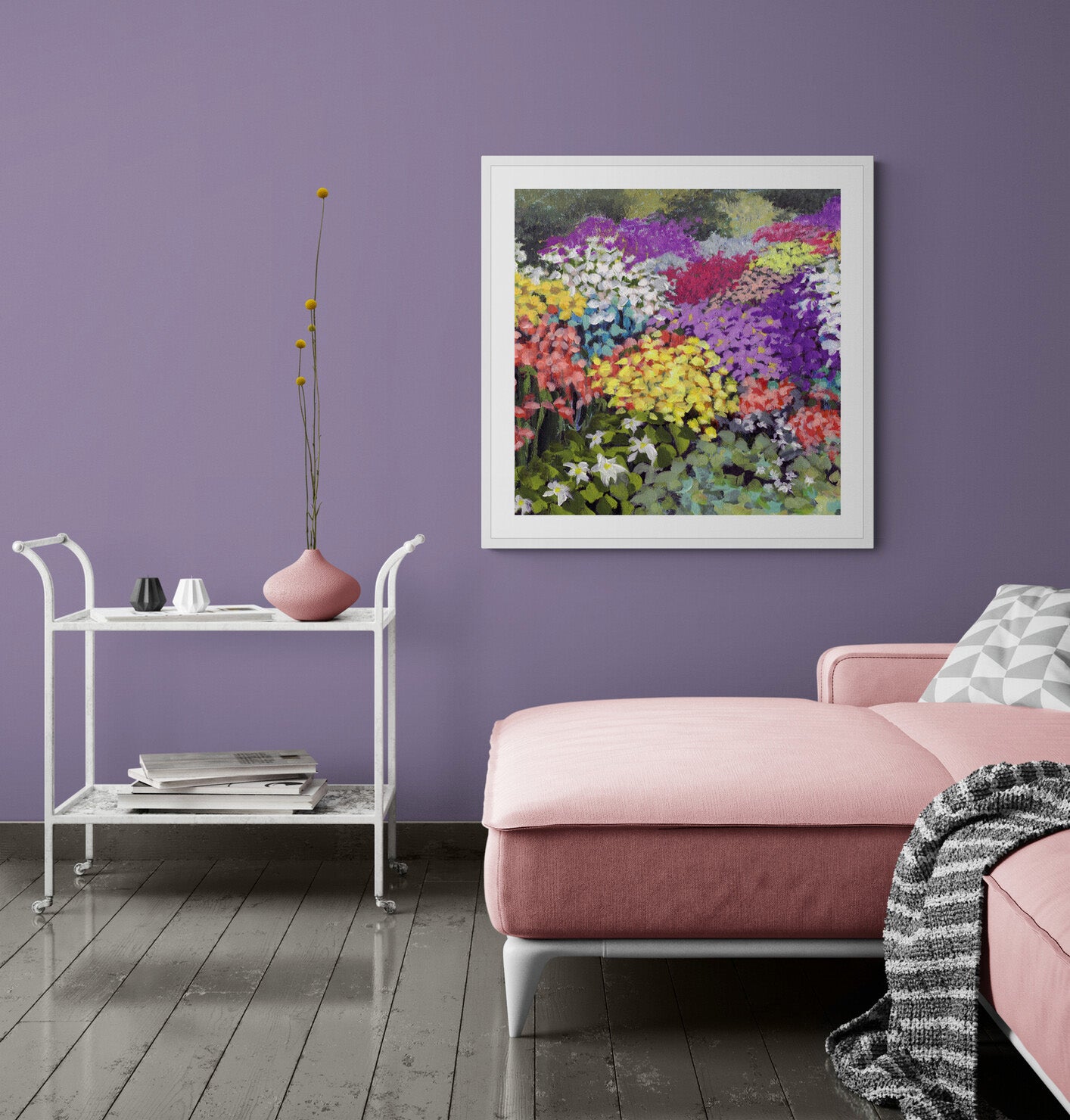 Floral Garden #1381 Framed Fine Art Print - Square 2-Inch Premium Gallery Matting