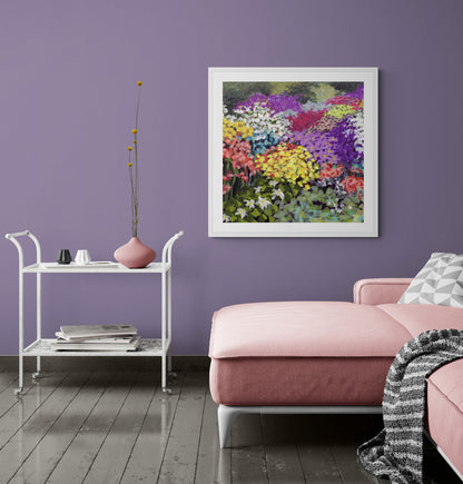 Floral Garden #1381 Framed Fine Art Print - Square 2-Inch Premium Gallery Matting