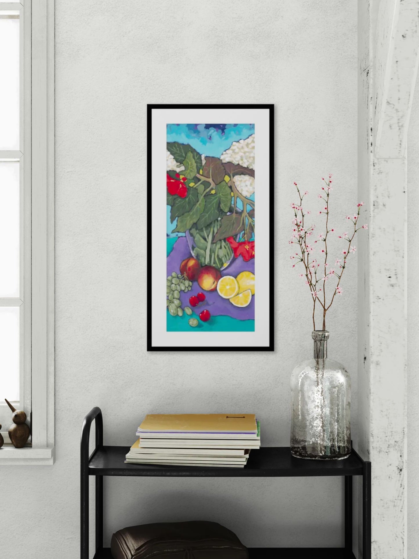 Fruit & Florals #1146 Framed Fine Art Print - Vertical 2-Inch Premium Gallery Matting - Panoramic Layout
