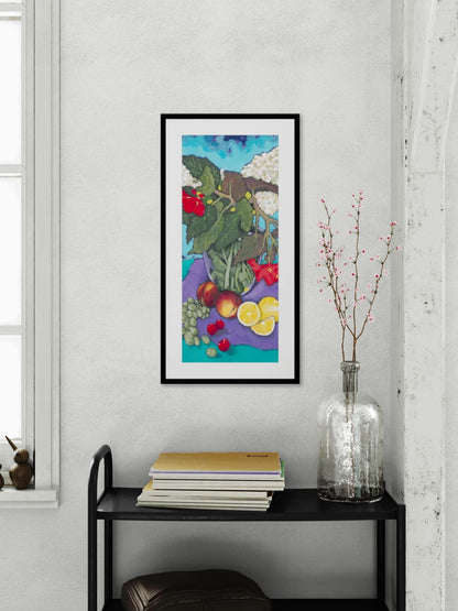 Fruit & Florals #1146 Framed Fine Art Print - Vertical 2-Inch Premium Gallery Matting - Panoramic Layout