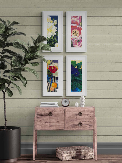 Pink Tulips #1080 Framed Fine Art Print - Vertical 2-Inch Premium Gallery Matting - Panoramic Layout