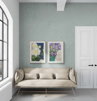 Mauve Carnations #1070 Framed Fine Art Print - Vertical 2-Inch Premium Gallery Matting