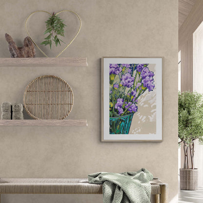 Mauve Carnations #1070 Framed Fine Art Print - Vertical 2-Inch Premium Gallery Matting
