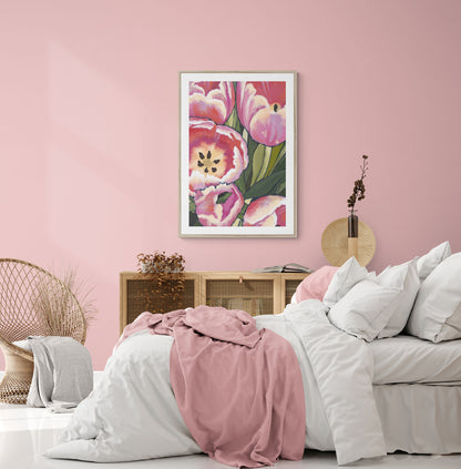 Pink Tulips #1080 Framed Fine Art Print - Vertical 2-Inch Premium Gallery Matting