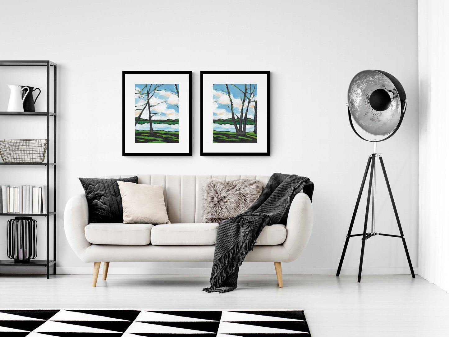 Lakeshore Landscape #1100-002 Framed Fine Art Print - Vertical 2-Inch Premium Gallery Matting