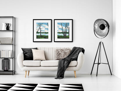Lakeshore Landscape #1100-002 Framed Fine Art Print - Vertical 2-Inch Premium Gallery Matting