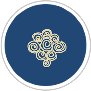 Swirl Reverse-Pallette Print in Royal Blue & Tan