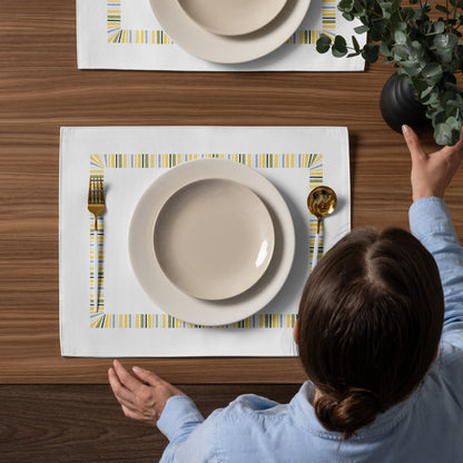Placemat Set with Hand-painted Classic Border Motif Print, CABM-1120