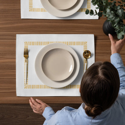 Placemat Set with Hand-painted Classic Border Motif Print, CABM-1131