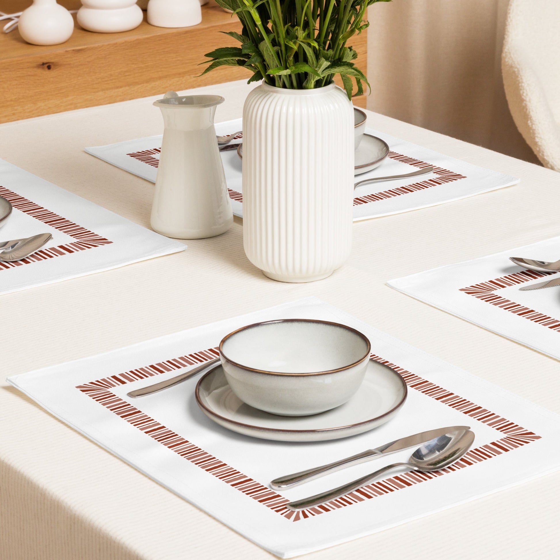 Placemat Set with Hand-painted Classic Border Motif Print, CABM-1133