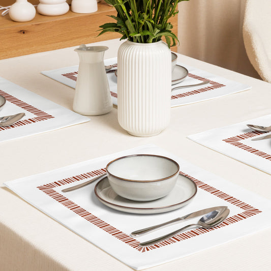 Placemat Set with Hand-painted Classic Border Motif Print, CABM-1133