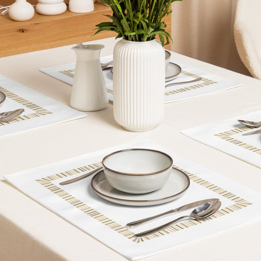 Placemat Set with Hand-painted Classic Border Motif Print, CABM-1136