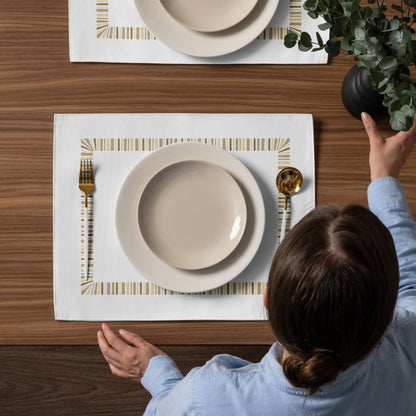Placemat Set with Hand-painted Classic Border Motif Print, CABM-1136