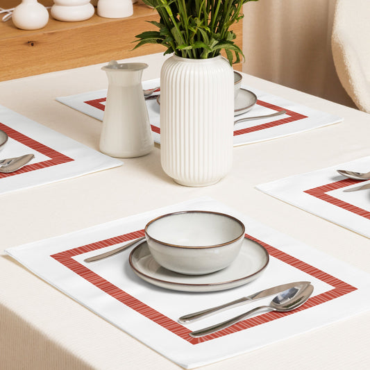 Placemat Set with Hand-painted Classic Border Motif Print, CABM-1135