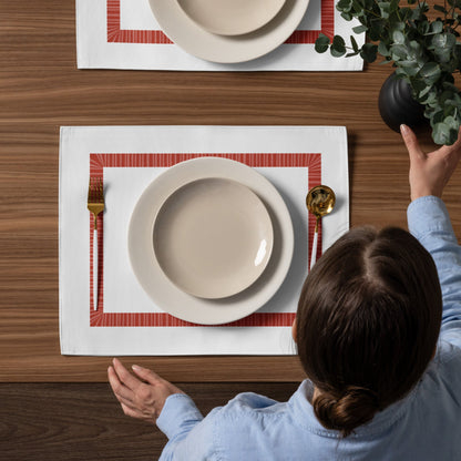 Placemat Set with Hand-painted Classic Border Motif Print, CABM-1135