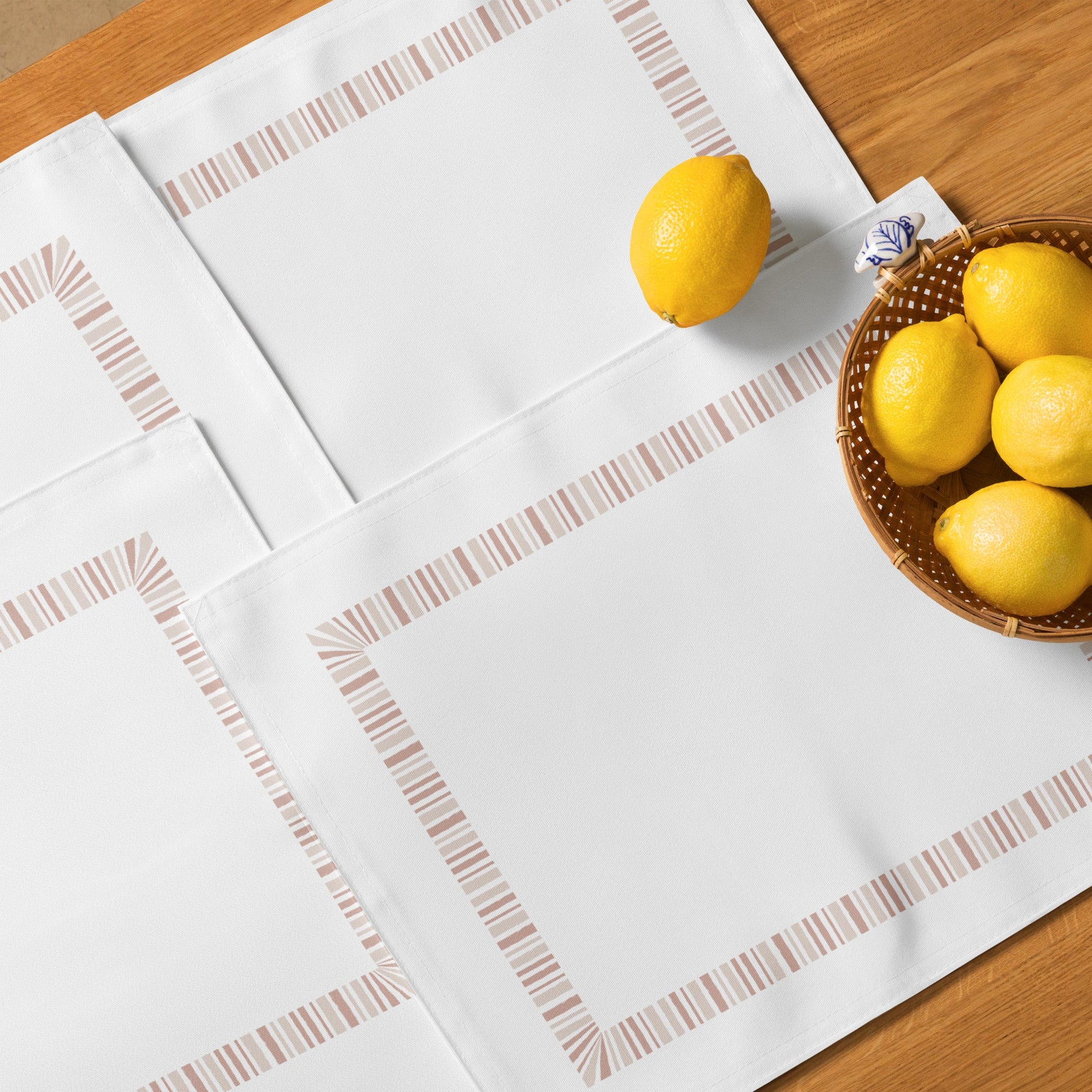 Placemat Set with Hand-painted Classic Border Motif Print, CABM-1139