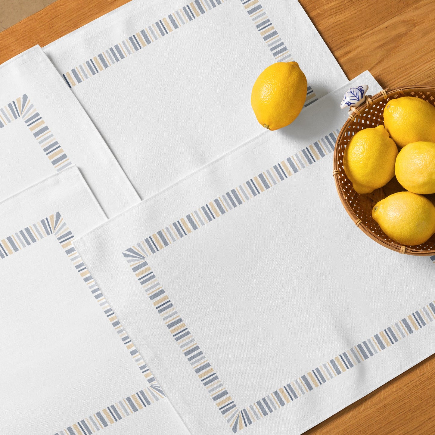 Placemat Set with Hand-painted Classic Border Motif Print, CABM-1163
