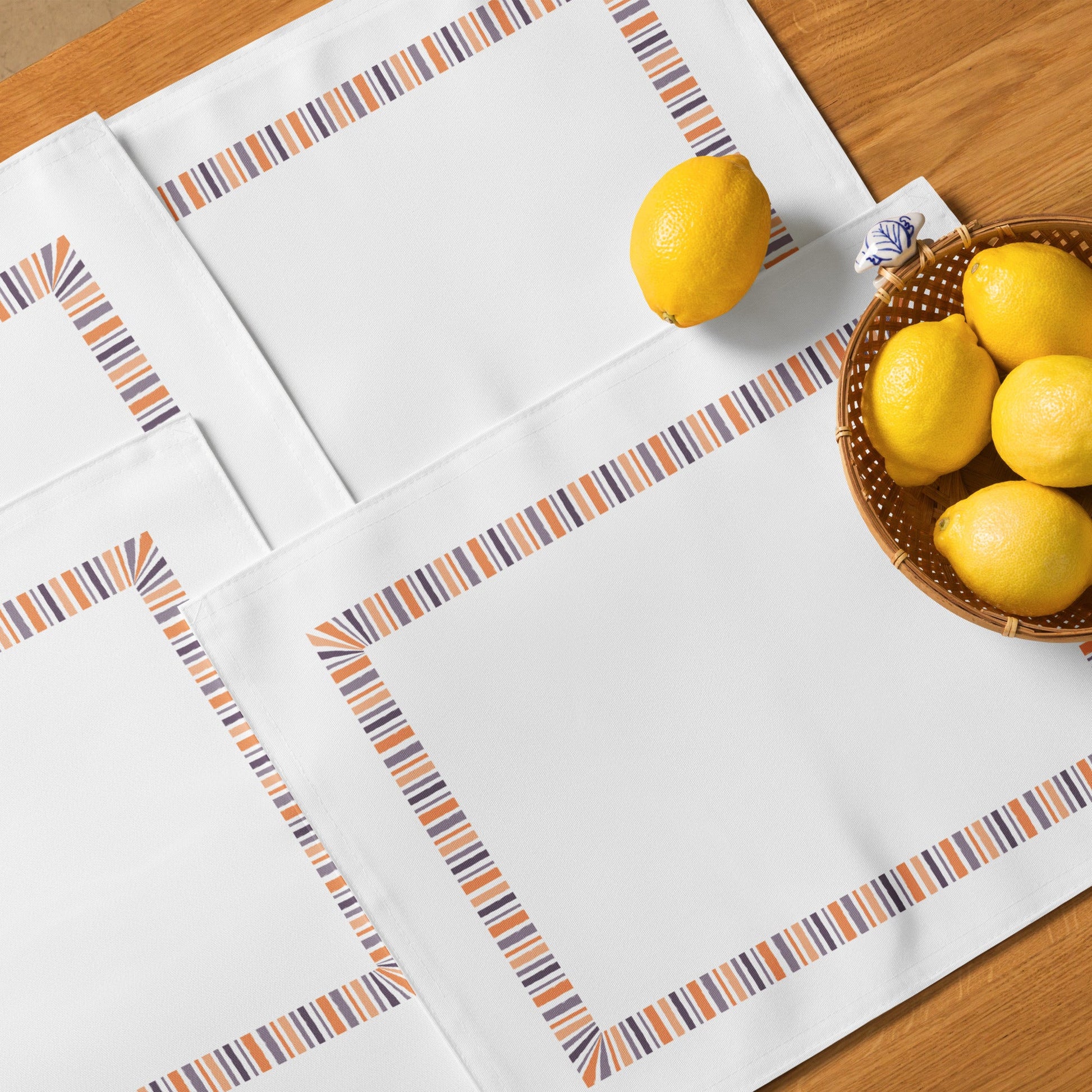 Placemat Set with Hand-painted Classic Border Motif Print, CABM-1181