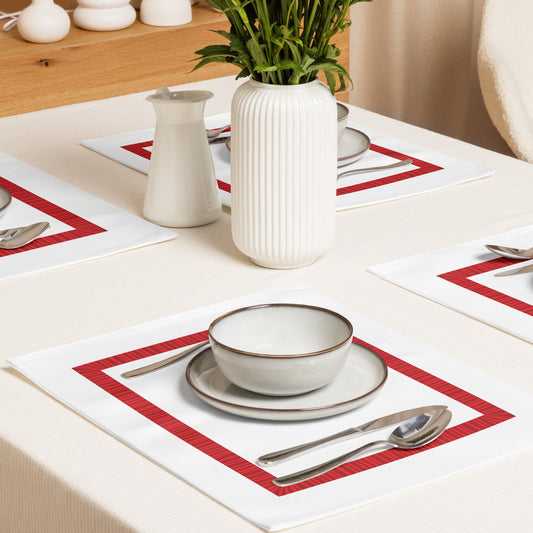 Placemat Set with Hand-painted Classic Border Motif Print, CABM-1191