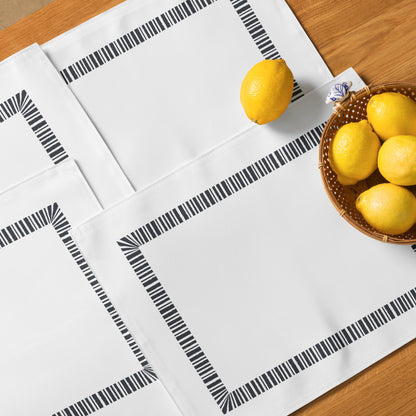 Placemat Set with Hand-painted Classic Border Motif Print, CABM-1201