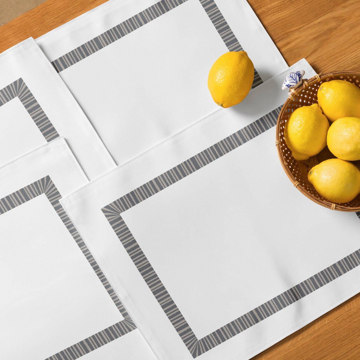 Placemat Set with Hand-painted Classic Border Motif Print, CABM-1203