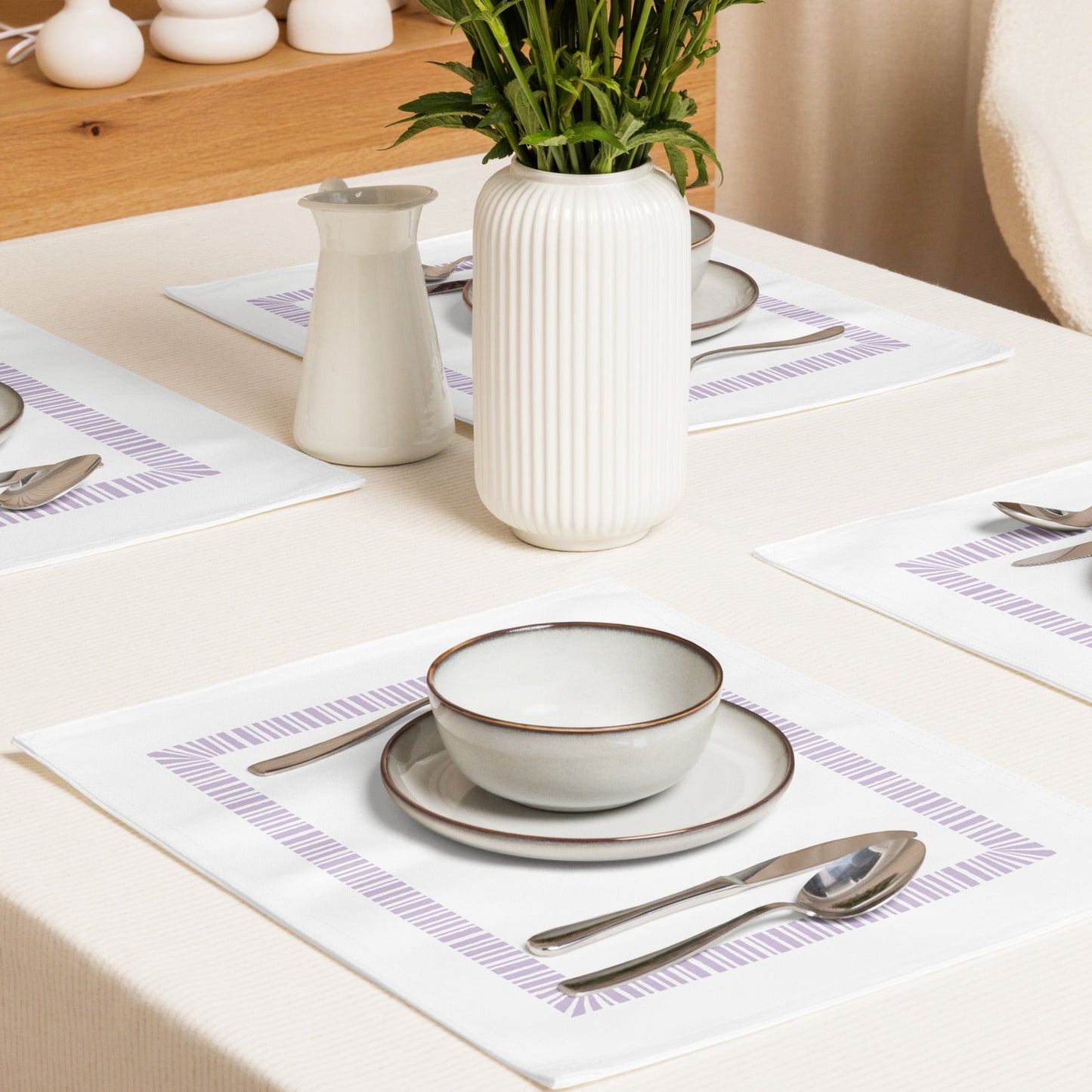 Placemat Set with Hand-painted Classic Border Motif Print, CABM-1251