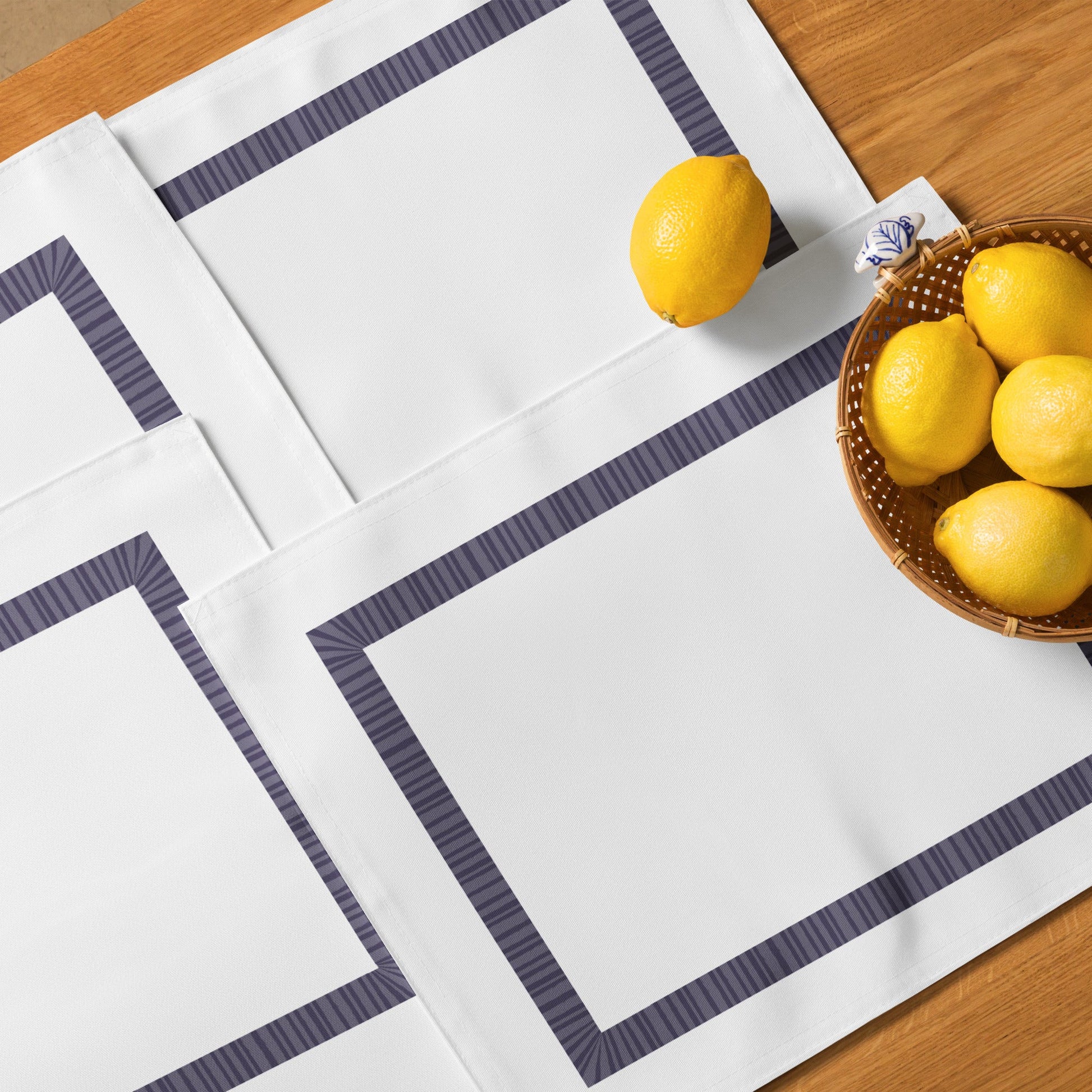 Placemat Set with Hand-painted Classic Border Motif Print, CABM-1261