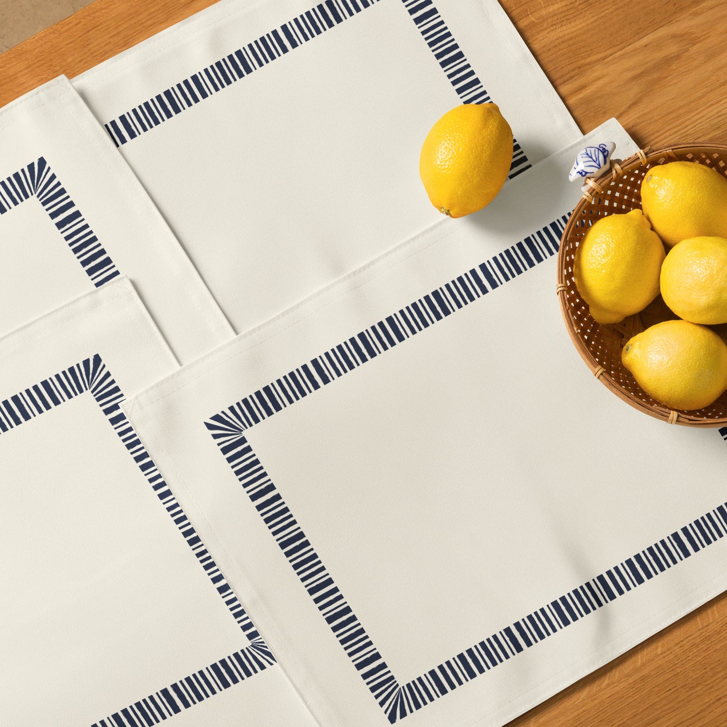 Placemat Set with Hand-painted Classic Border Motif Print, CABM-1273