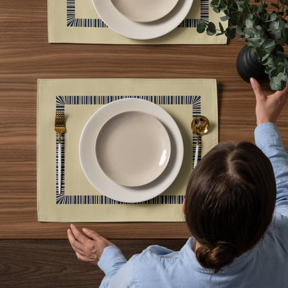 Placemat Set with Hand-painted Classic Border Motif Print, CABM-1274