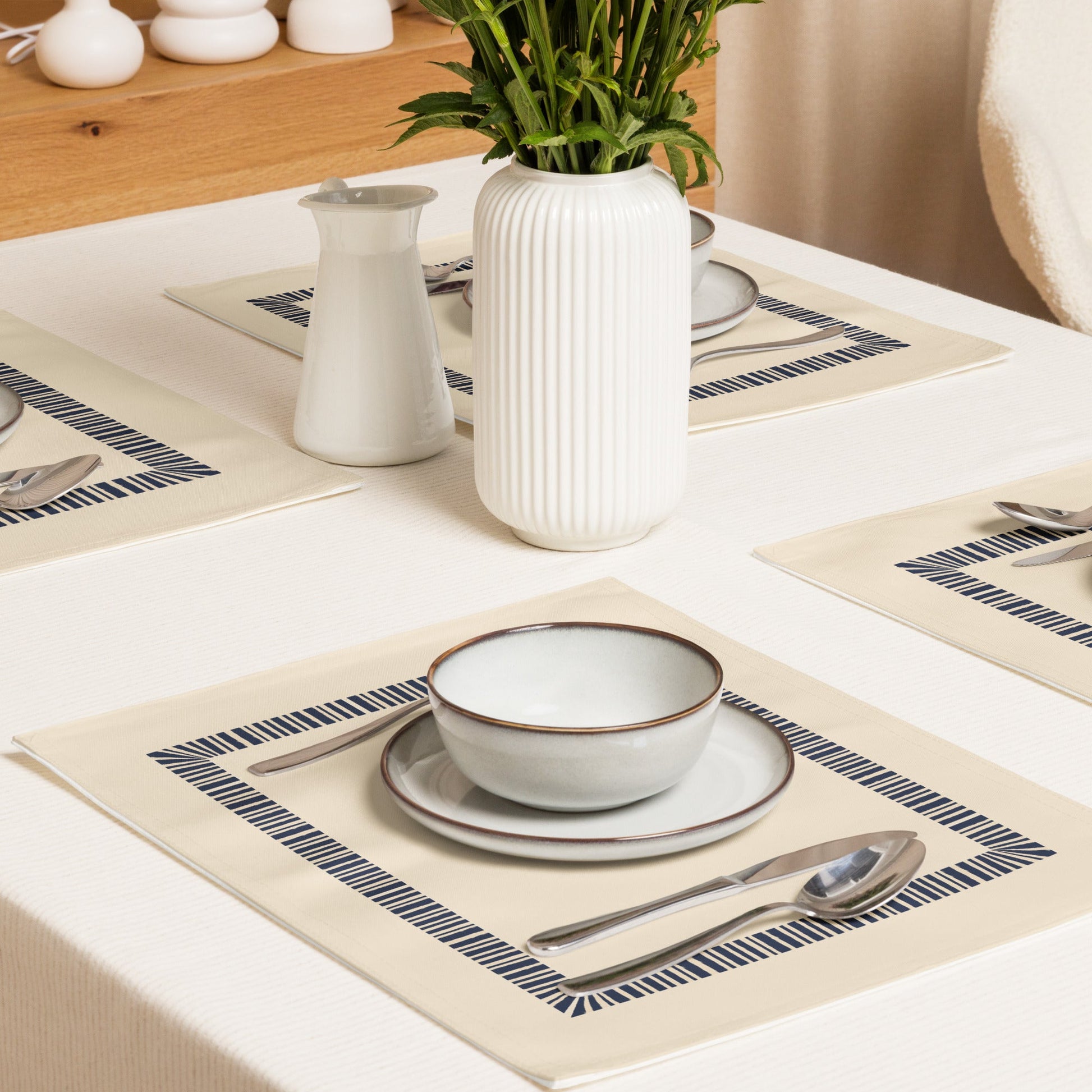 Placemat Set with Hand-painted Classic Border Motif Print, CABM-1275