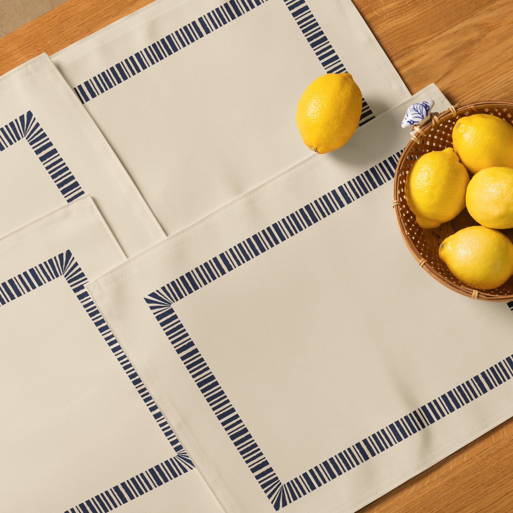 Placemat Set with Hand-painted Classic Border Motif Print, CABM-1275