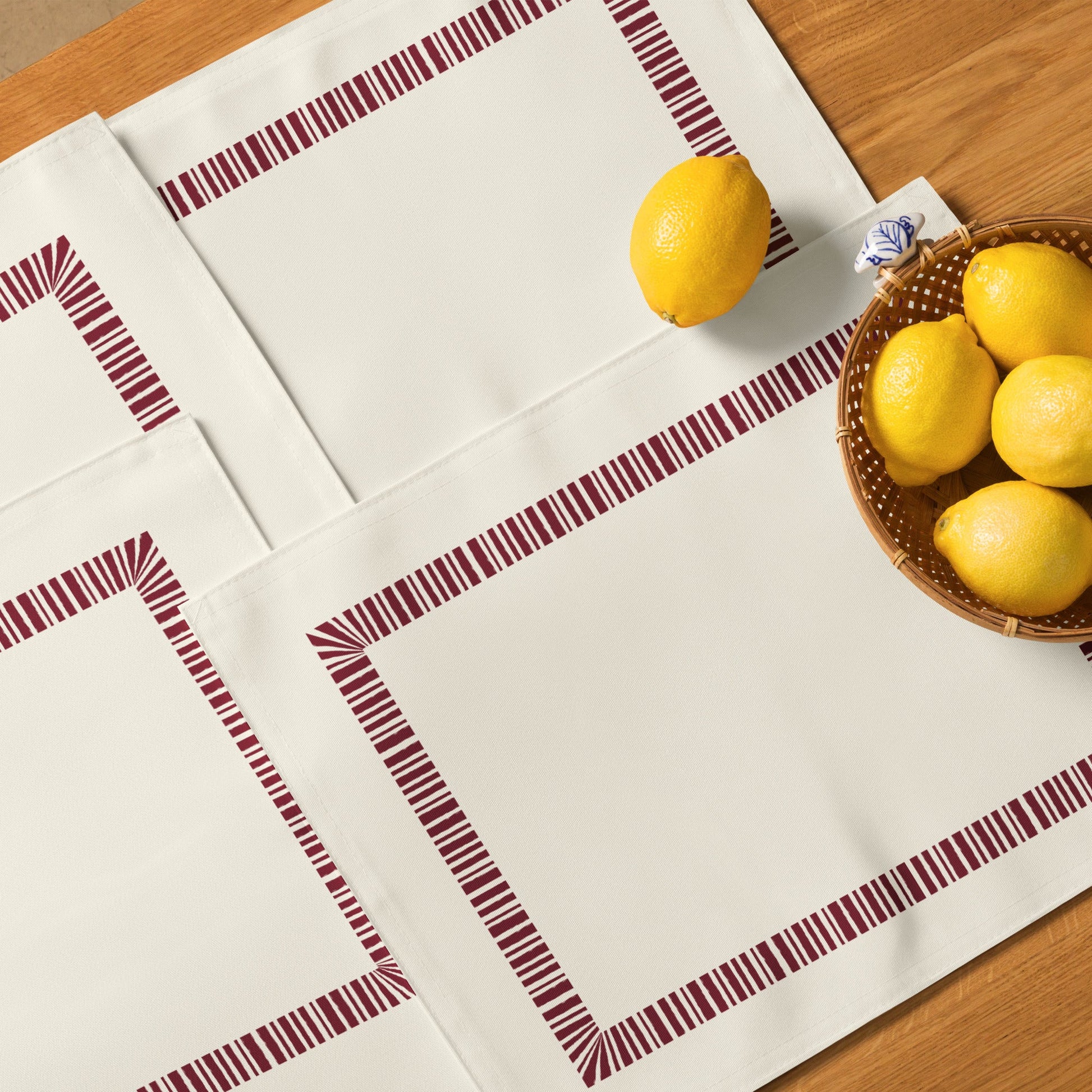 Placemat Set with Hand-painted Classic Border Motif Print, CABM-1283