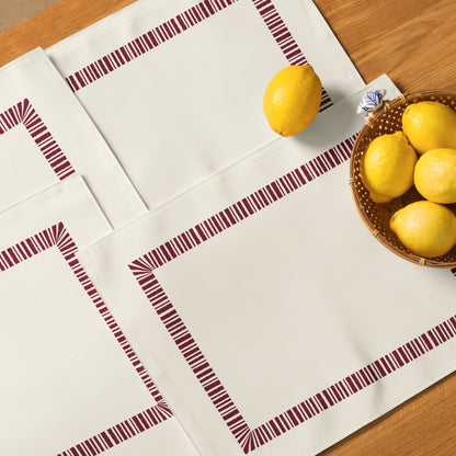 Placemat Set with Hand-painted Classic Border Motif Print, CABM-1283