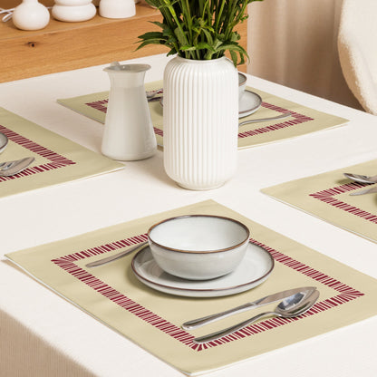 Placemat Set with Hand-painted Classic Border Motif Print, CABM-1284