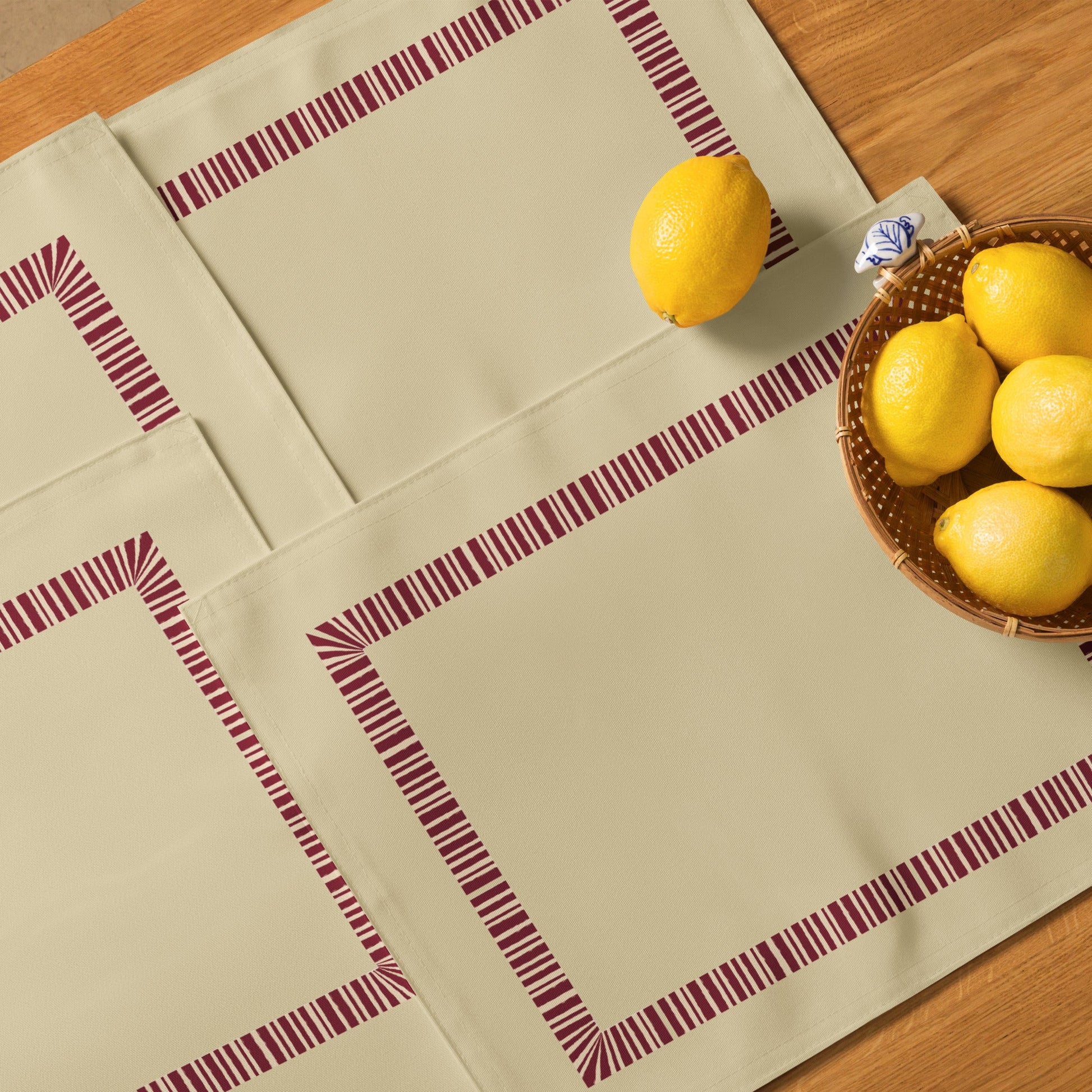 Placemat Set with Hand-painted Classic Border Motif Print, CABM-1284
