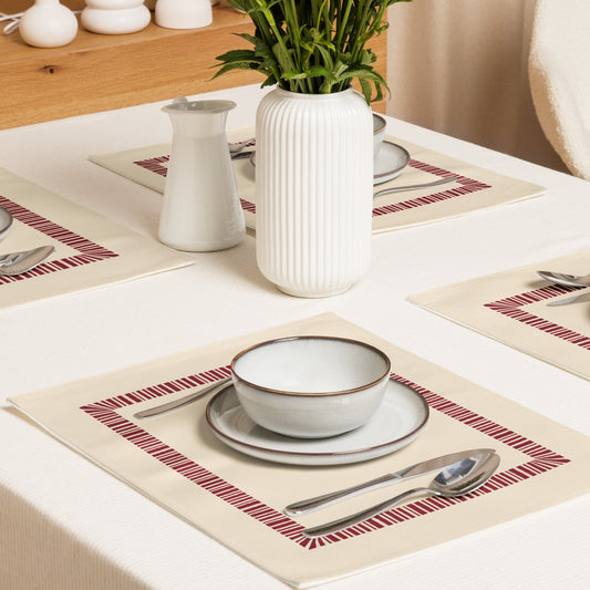 Placemat Set with Hand-painted Classic Border Motif Print, CABM-1285