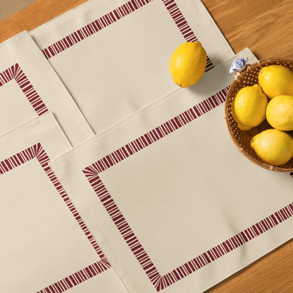 Placemat Set with Hand-painted Classic Border Motif Print, CABM-1285