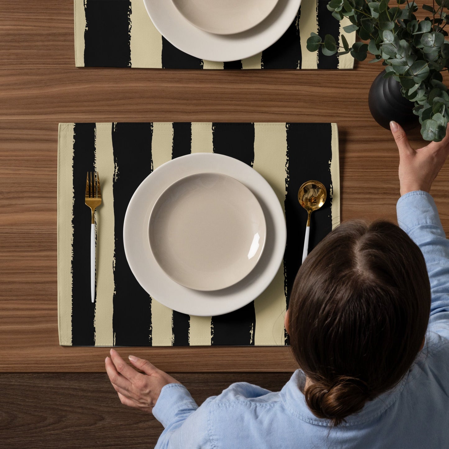 Placemat Set with Hand-painted Brush Stroke Print, CABS-1014