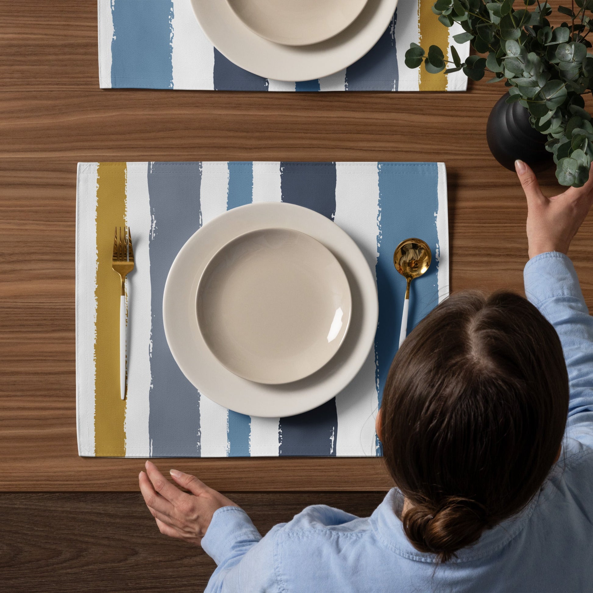 Placemat Set with Hand-painted Brush Stroke Print, CABS-1020