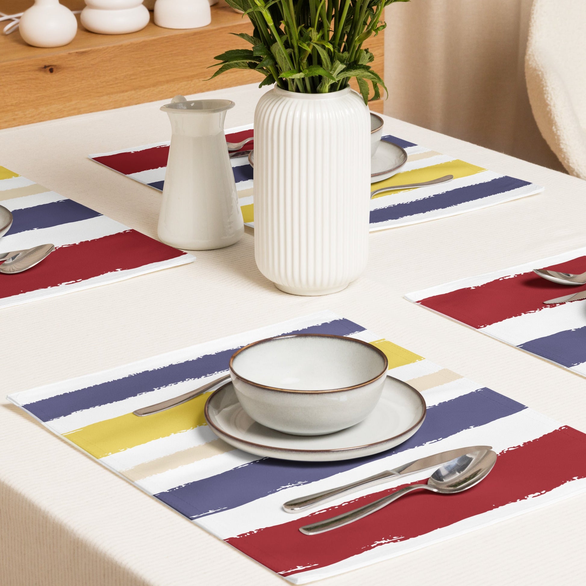 Placemat Set with Hand-painted Brush Stroke Print, CABS-1030