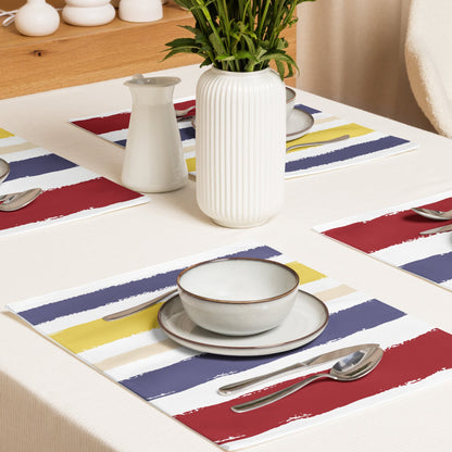Placemat Set with Hand-painted Brush Stroke Print, CABS-1030